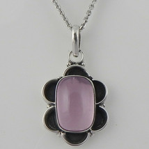 925 Sterling Silver Rose Quartz Handmade Necklace 18&quot; Chain Festive Gift PS-1895 - £23.71 GBP