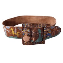 c1950 26-31&quot; Leather Belt with Cowboys and Indians Native American?  Ideal - $222.75