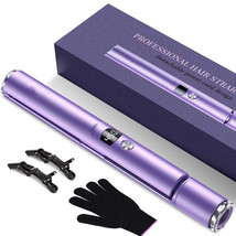 Hair Straightener and Curler 2 in 1 Flat Iron Adjustable 265℉-450℉ (Purple) - £25.68 GBP