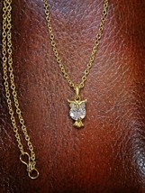 0.90Ct Round Cut VVS1 Diamond Owl Pendant 14K Yellow Gold Finish Free Chain - £126.28 GBP