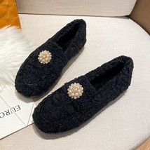 Lambswool women warm plush winter shoes woman comfy fleeces loafers crystal pear - £29.35 GBP