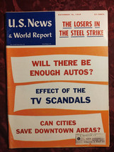 U S News World Report November 16 1959 Auto Manufacturing TV scandals Downtowns - £8.68 GBP