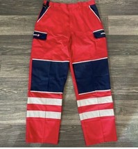 Swissport Red Uniform Safety Pants Reflective Leg Durability Size 48x34 - $46.46