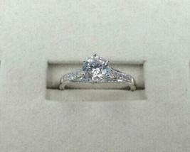 White Moissanite 2.15Ct Round Cut Engagement Ring Solid 14k White Gold Size 9.5 - £216.33 GBP
