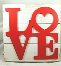 Love Word Script Heart Hanging Wood Plaque Wall Sign Rustic Room Decor 1... - $10.00