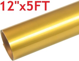 12&quot; x 5FT Gold HTV Iron On Heat Transfer Vinyl Roll for T Shirt Shoes Hats Bags - £7.02 GBP