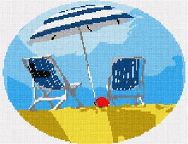 pepita Needlepoint kit: Beach Chairs Umbrella Ball, 12&quot; x 9&quot; - £106.98 GBP