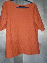 Denim 24/7 Pullover Blouse Textured Shirt Short Sleeve Peach Size Medium - £6.91 GBP