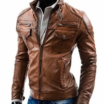 Cafe Racer Slim Fit Motorcycle Vintage Genuine Leather Jacket - All Sizes - £95.89 GBP