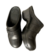 Dansko Black 40 Open Back Clogs Women Leather Floral Embossed Strap Back... - $27.08 CAD