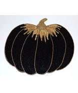 LOVELY TAHARI HOME BLACK &amp; GOLD PUMPKIN SEQUIN/BEADED 15&quot; CHARGER PLACEMAT - £20.15 GBP