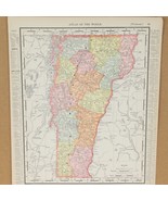 Vermont and Massachusetts Rand McNally 1898 Atlas of the World  14&quot; x 11&quot; - $17.63