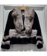 VTG William Furs Reno Black Sheared Mink Silver Fox Trim Fur Coat Women&#39;s S - $7,255.46 MXN