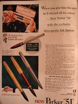 1951 Esquire Original Art Ad Advertisement Parker 51 Pens Front Cover - $10.80