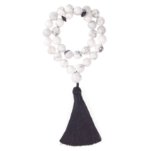 Tasbih Natural White Howlite 12mm Bead Stone - 33 Prayer Beads with Blac... - £14.83 GBP