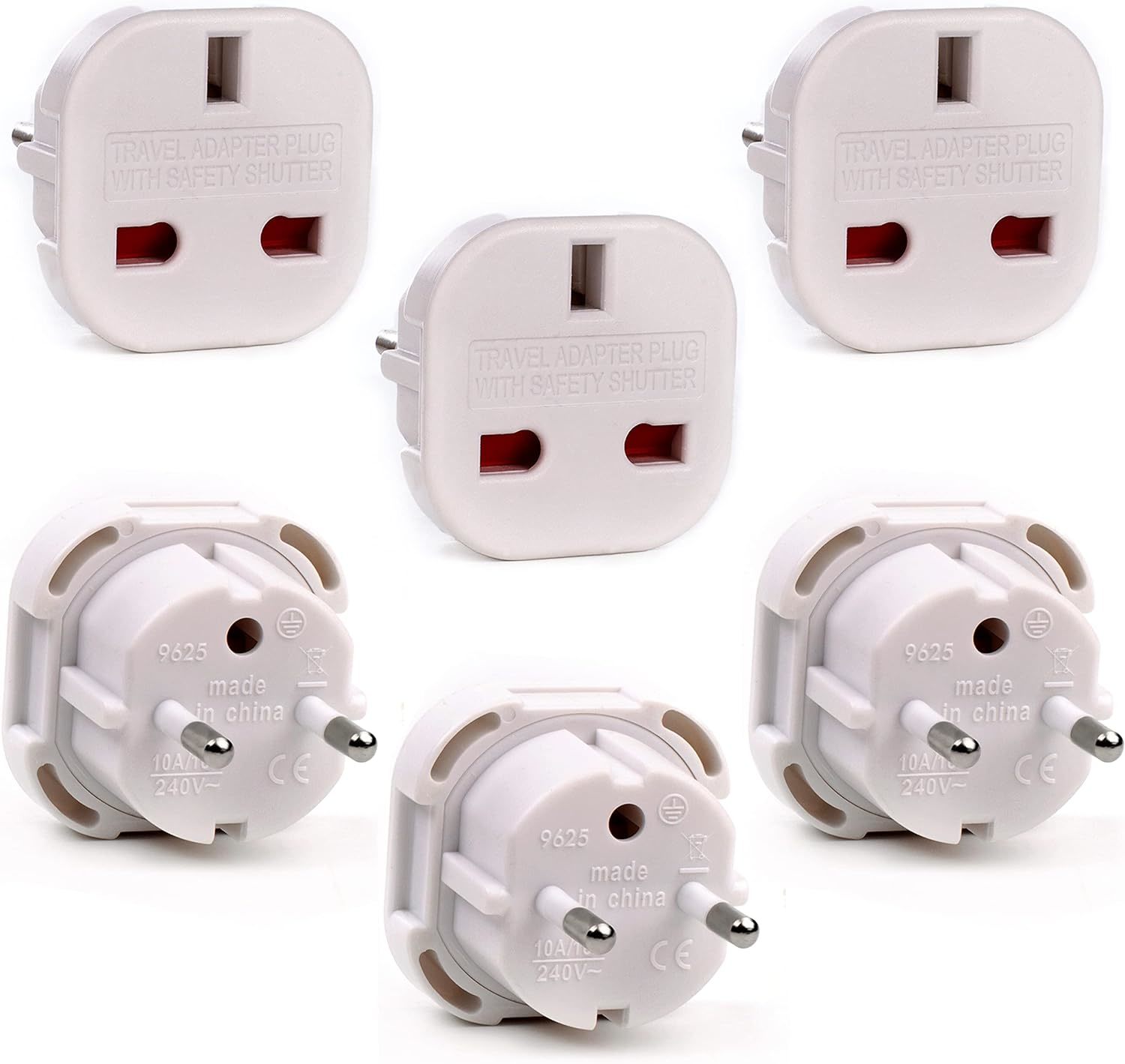 EU Travel Adapter UK to European Plug Adapter, Europe Converter Type C, E, F for