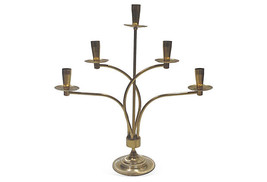 Mid-Century Modern Parzinger Style Large Brass Five Arm Candelabra - £255.03 GBP