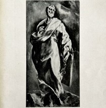 1916 El Greco Saint Peter Antique Art Print Mannerism Religious Collectible - £27.51 GBP