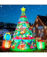7FT Christmas Inflatables Tree Built-In 360° Rotating Colorful Leds &amp; Li... - $1,315.59 MXN