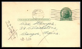 1950 US Postal History Postal Card - Goshen, New York to Bangor, Maine J10 - $2.96