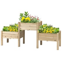 FarmHouse 3 Wooden Elevated Planter Raised Garden Beds - £193.51 GBP