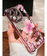 Pink Butterfly Electroplated Transparent Shockproof TPU Case for iPhone Samsung - $6.28