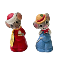 Jasco Critter Bells 2 Ceramic Mice Clappers 4&quot; Tall Handcrafted Taiwan Flowers - £14.42 GBP