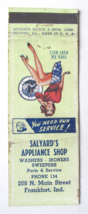 Salyard&#39;s Appliance Shop - Frankfort, Indiana 20 Strike Matchbook Cover Pinup IN - £1.37 GBP