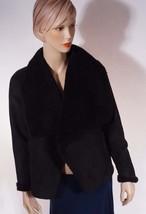 Lauren Ralph Lauren Womens Black Sherpa Wrap Jacket Coat PM Petite - $54.59