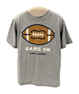 Life Is Good "Game On" Graphic T-Shirt Boys 8 Gray Football - $12.84