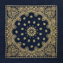 Carolina Creative Bandanna (Navy Blue/Gold) Metallic Paisley 22" x 22" H... - $7.29