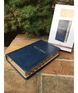 KJV Large Print Bible | Blue Faux Leather | Thumb-Indexed | King James V... - $29.49