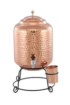 Copper Water Dispenser Pot Container 5 quart with glass and stand - $112.34