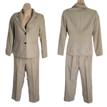 Isabella Classy Tweed Button Up Blazer &amp; Pants 2 Piece Suit ~ Sz 12 ~ Beige - £61.14 GBP
