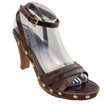 FRANCO SARTO Shoes Heels Strappy Leather Brown Sandals Womens 8.5M - £28.32 GBP