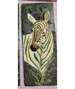 Resin Wall Plaque Tiles Tile Art Zebra Jungle Savannah Serengeti - $9.90