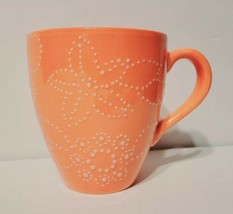 Starbucks Coffee Mug 2006 Coral Peach Embossed Pin Dot Floral Flowers 12... - $20.95