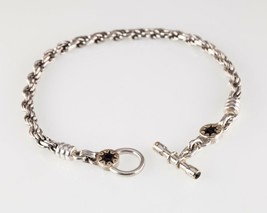 David &amp; Ronnie Onyx Sterling Silver and 14K Accented Bracelet 8.75&quot; - £193.98 GBP