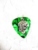 SKELETON MAN MEXICAN CLASSICAL GUITAR PLAYER GREEN GUITAR PICK PENDANT N... - $6.99 CAD