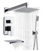 10 inch Rain Shower Faucet Set With Waterfall Tub System with Valve Chrome - $926.45 MXN