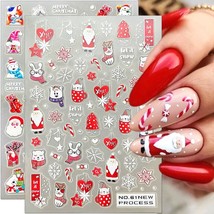 6Pcs Christmas Nail Art Stickers Decals 5D Embossed Snowflakes Nail Stic... - $19.66