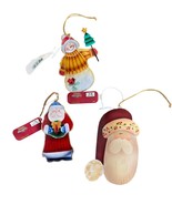 Christmas Ornament Lot Of 3 Happy Snowman and Santas Lightweight Tin New... - €10,13 EUR