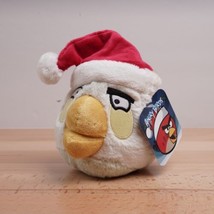 2011 Angry Birds 5&quot; Christmas White Bird Plush Toy With Santa Hat Plushie Toys - £26.44 GBP
