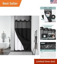 Elegant Black Waterproof Shower Curtain Set with Snap-on Liner - 54&quot; W x... - $51.50