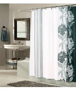 Black White Stripe Floral Fabric Shower Curtain Modern Bathroom 70 x 72 ... - £51.08 GBP