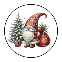 CHRISTMAS GNOME SANTA ENVELOPE SEALS LABELS STICKERS 1.5&quot; ROUND FAVORS (30) - $1.95