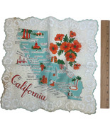 Vintage California Scalloped Edge Hankie Handkerchief State Map Poppy - €9,74 EUR