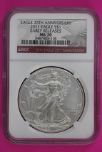 2011 MS 70 Silver American Eagle 25th Anniversary NGC Graded First Releases 281 - £57.66 GBP