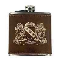 Gilmore Irish Coat of Arms Leather Flask - Rustic Brown - £19.71 GBP
