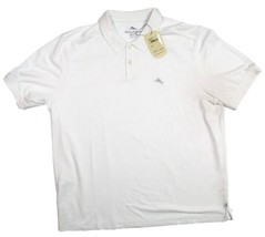 Tommy Bahama White Blue Gray Coral Cotton Blend Soft Touch Easy Care Polo Shirt - £39.94 GBP